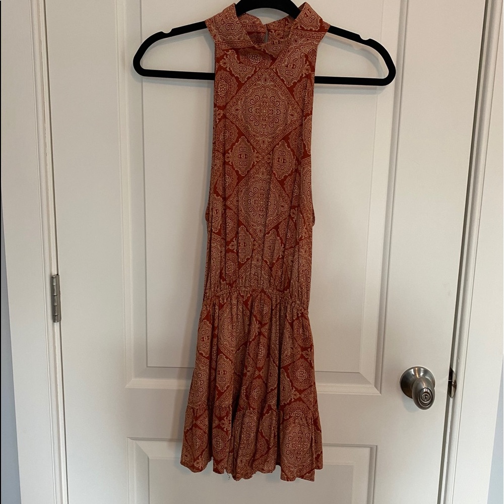 Audrey 3+1 High Neck Burnt Orange Floral Romper